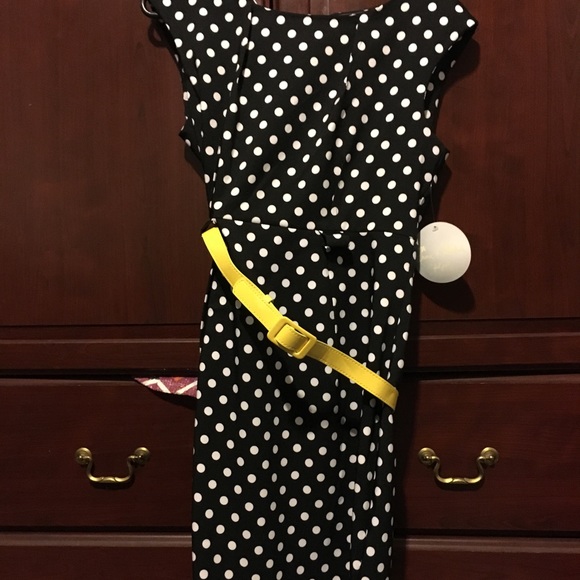 yellow black polka dot dress